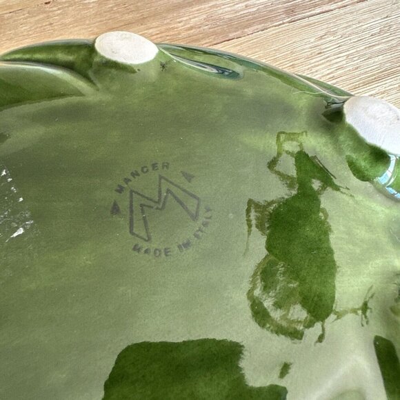 MANCER Green Stoneware Palm Leaf Bowl Serving Dish Tropical Tiki Made in Italy - Picture 6 of 6